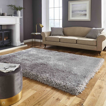 Montana Luxury Super Plush Heavyweight High-Density Hand-Woven Soft High-Pile Plain Polyester Tonal Textured Shimmer Shaggy Silver Rug-Think Rugs-Rug Love - The Most Loved Rug Store